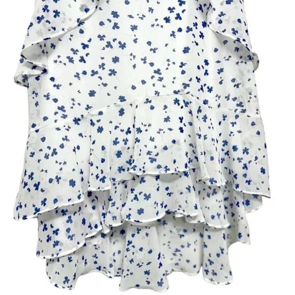 Banana Republic Tiered Ruffle Floral Print Sundress White/Blue Size 2 - Picture 2 of 6